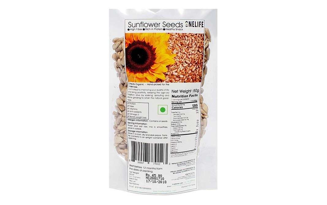 Onelife Organic Sunflower Seeds    Pack  50 grams